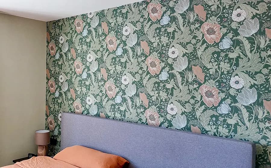 Wallpapering in Bedroom