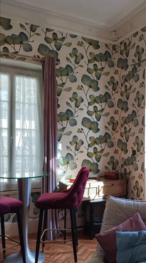 Wallpapering in Living Room
