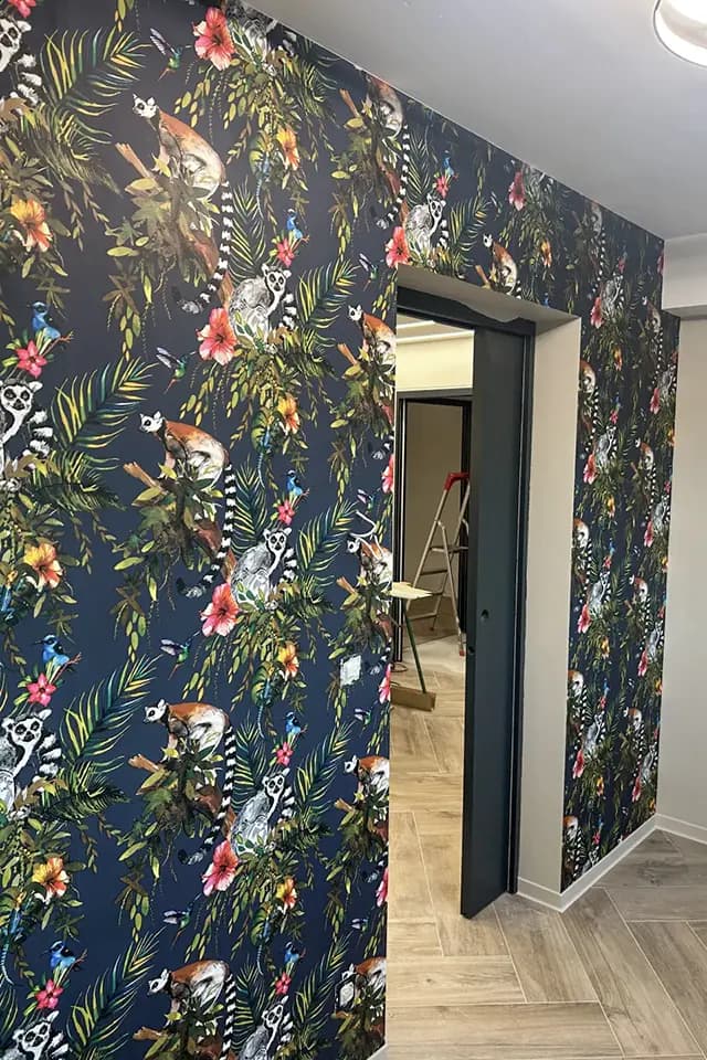 Wallpapering in Living Room