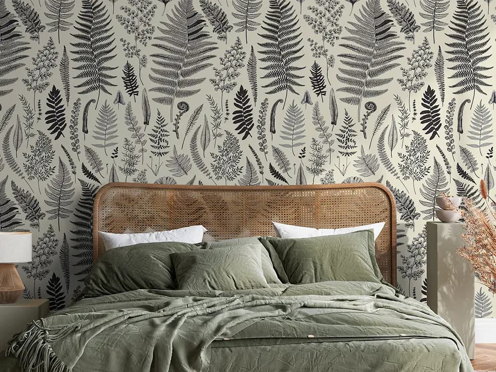 Modern bedroom wallpaper installation in San Diego