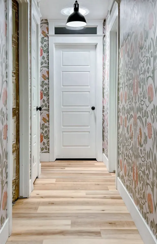Textured hallway wallpaper detail