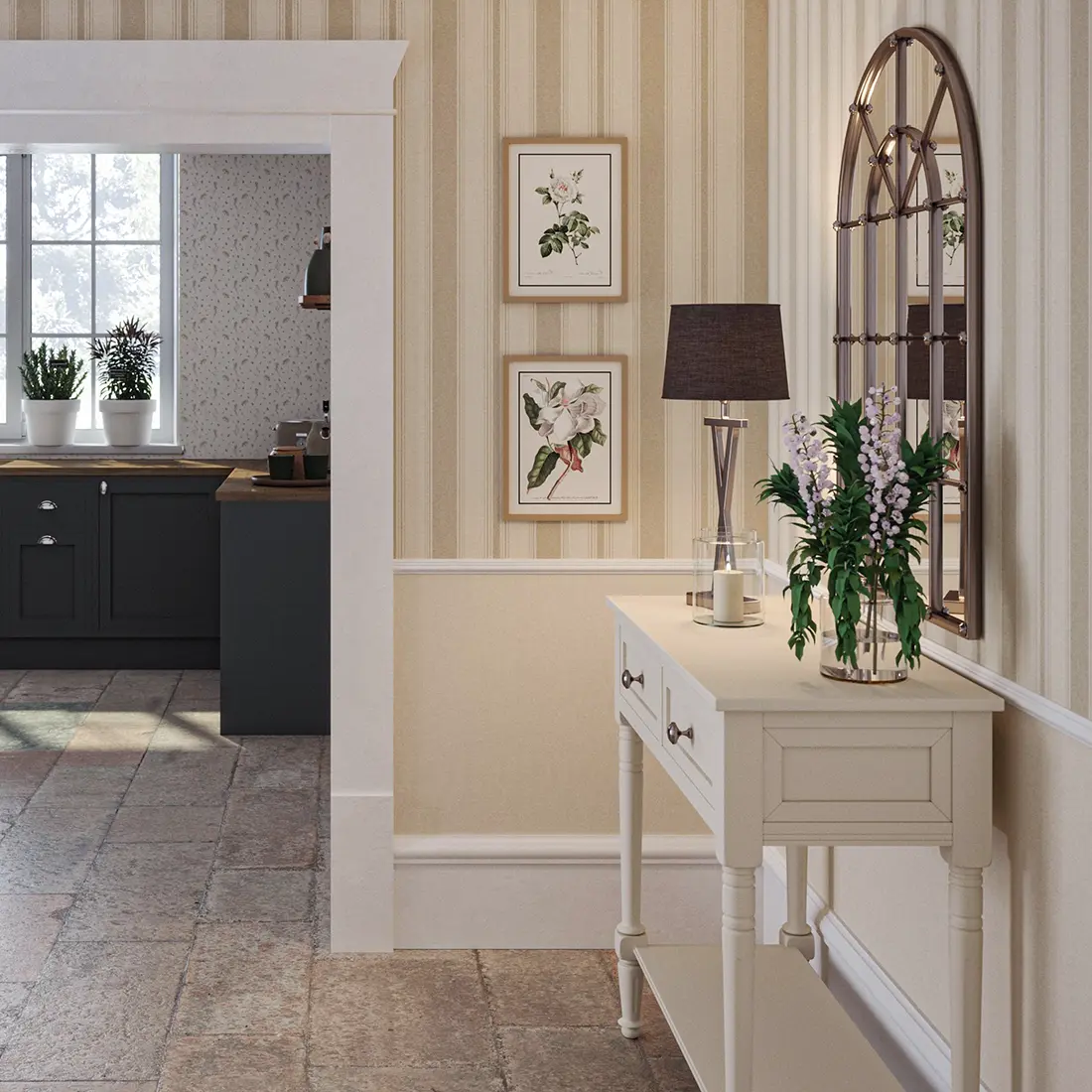 Stylish hallway wallpaper installation in San Diego