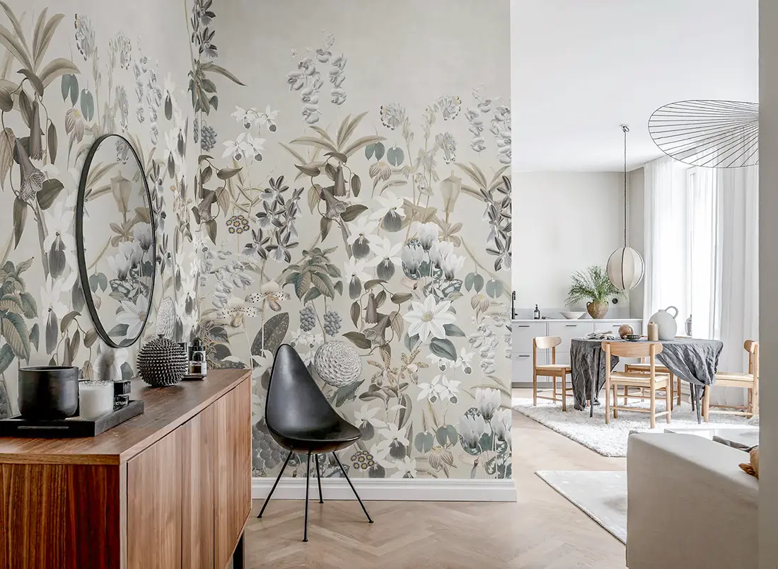 Beautiful mural wallpaper installation in Orange County home