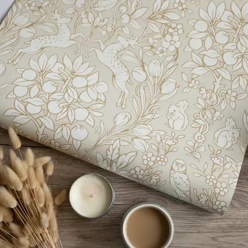 Detail of perfectly aligned peel and stick wallpaper