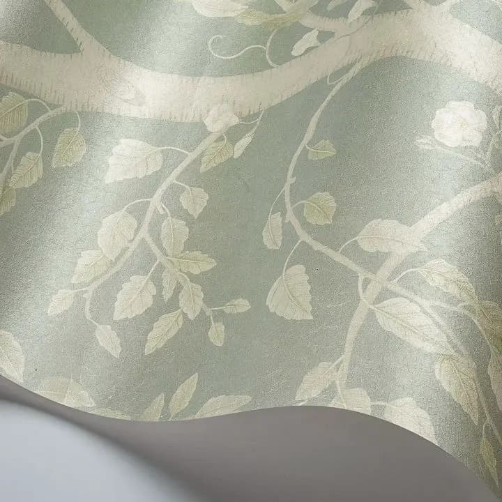 Detail of luxury silk wallpaper in San Diego home