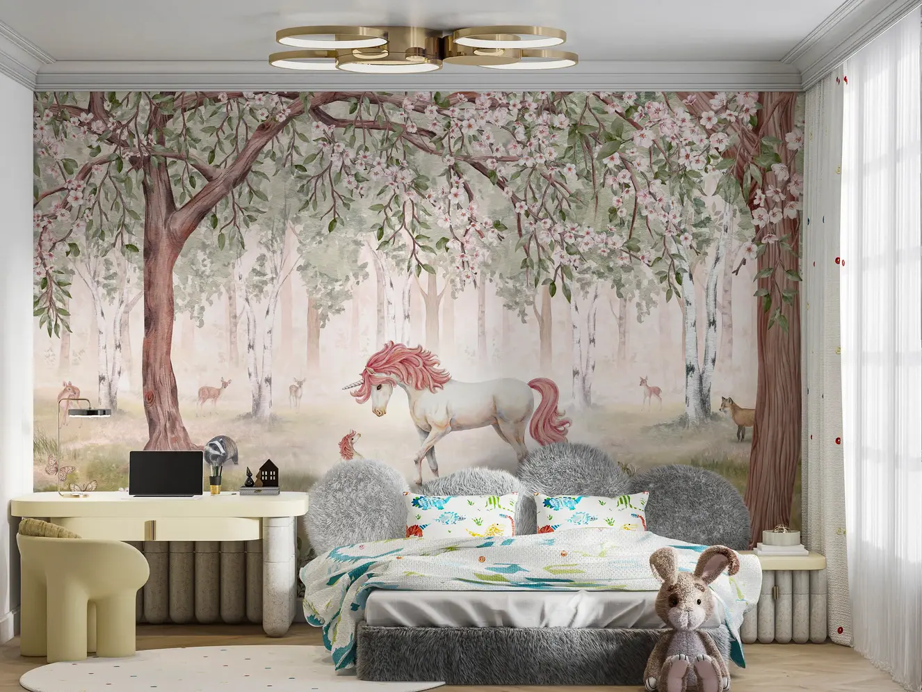 Creative teen bedroom wallpaper installation by Wallpapering Studio
