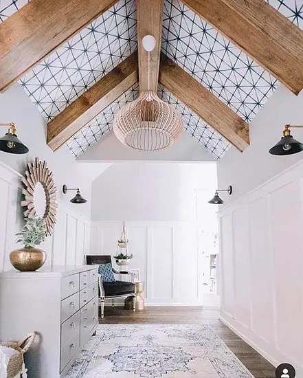 Ceiling wallpaper installation