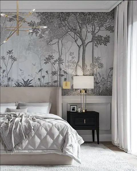 Master Bedroom Wallpaper Installation